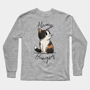 Always Hungry Cute Cat Sticker Long Sleeve T-Shirt